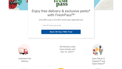 Albertsons FreshPass Web Page